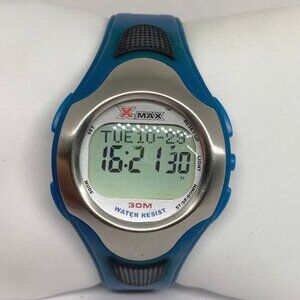 Pulse X-Max men’s digital 42mm case size 30M WR blue black plastic